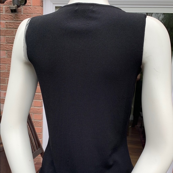 Black Rayon Woman Knit Tank Top blouse with black beaded Front US M - Picture 7 of 11